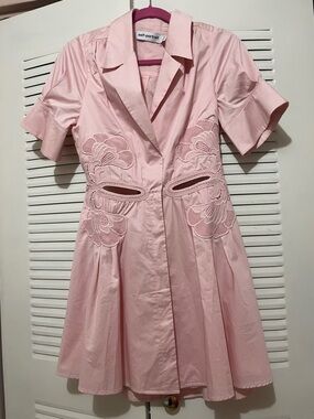 Self-Portrait Blush Pink Floral Cutout Fit-and-Flare Dress